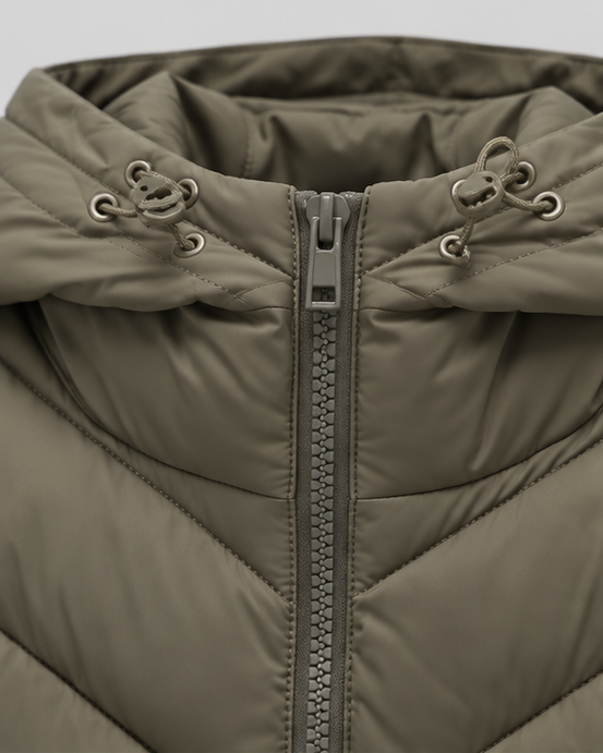 VESTE MATELASSÉE CAPUCHE CHEVRON POUR FEMME
