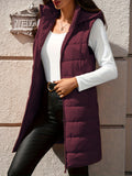 Gilet Femme Sans Manches Long à Capuche