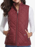 Gilet Femme Sans Manches Matelassé Zip Col Montant