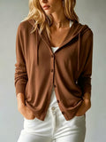 GILET POUR FEMME À CAPUCHE BOUTONNÉ