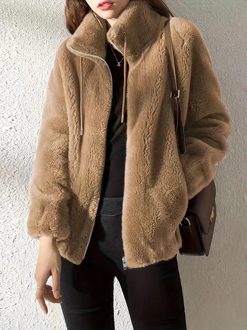 VESTE TEDDY ZIPPÉE POUR FEMME