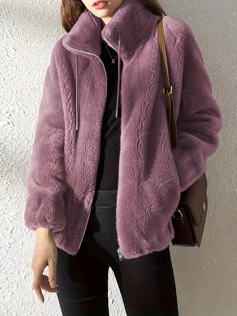 VESTE TEDDY ZIPPÉE POUR FEMME