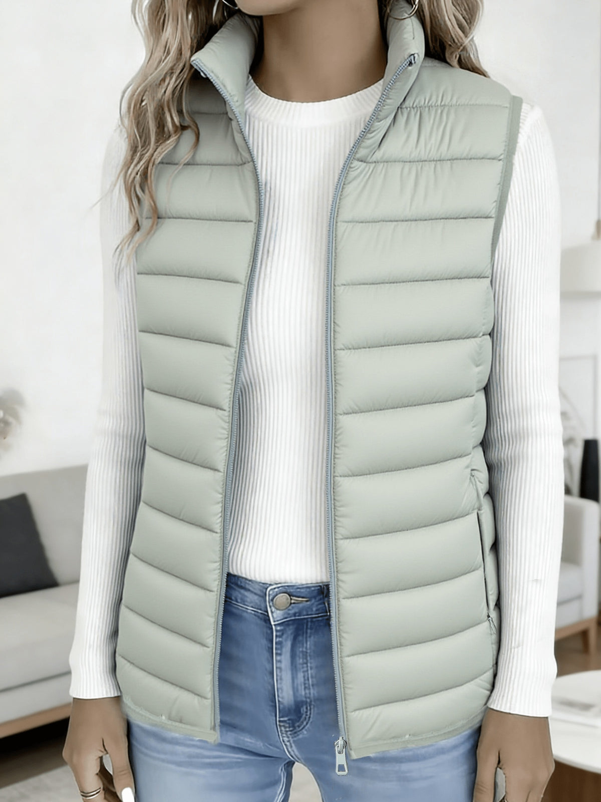 Gilet Femme Sans Manches Matelassé Col Montant