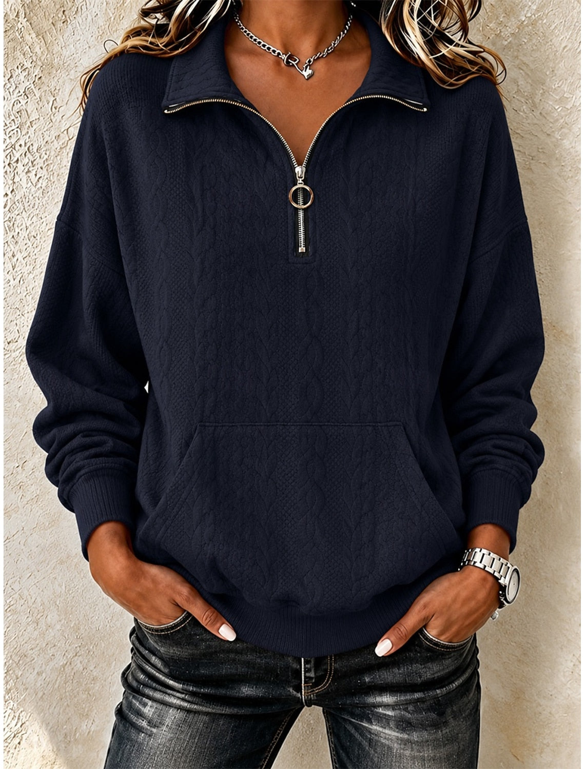 GILET POUR FEMME ZIPPÉ MAILLE CÂBLÉE