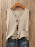 GILET FEMME SANS MANCHE BOUTONNÉ POCHE