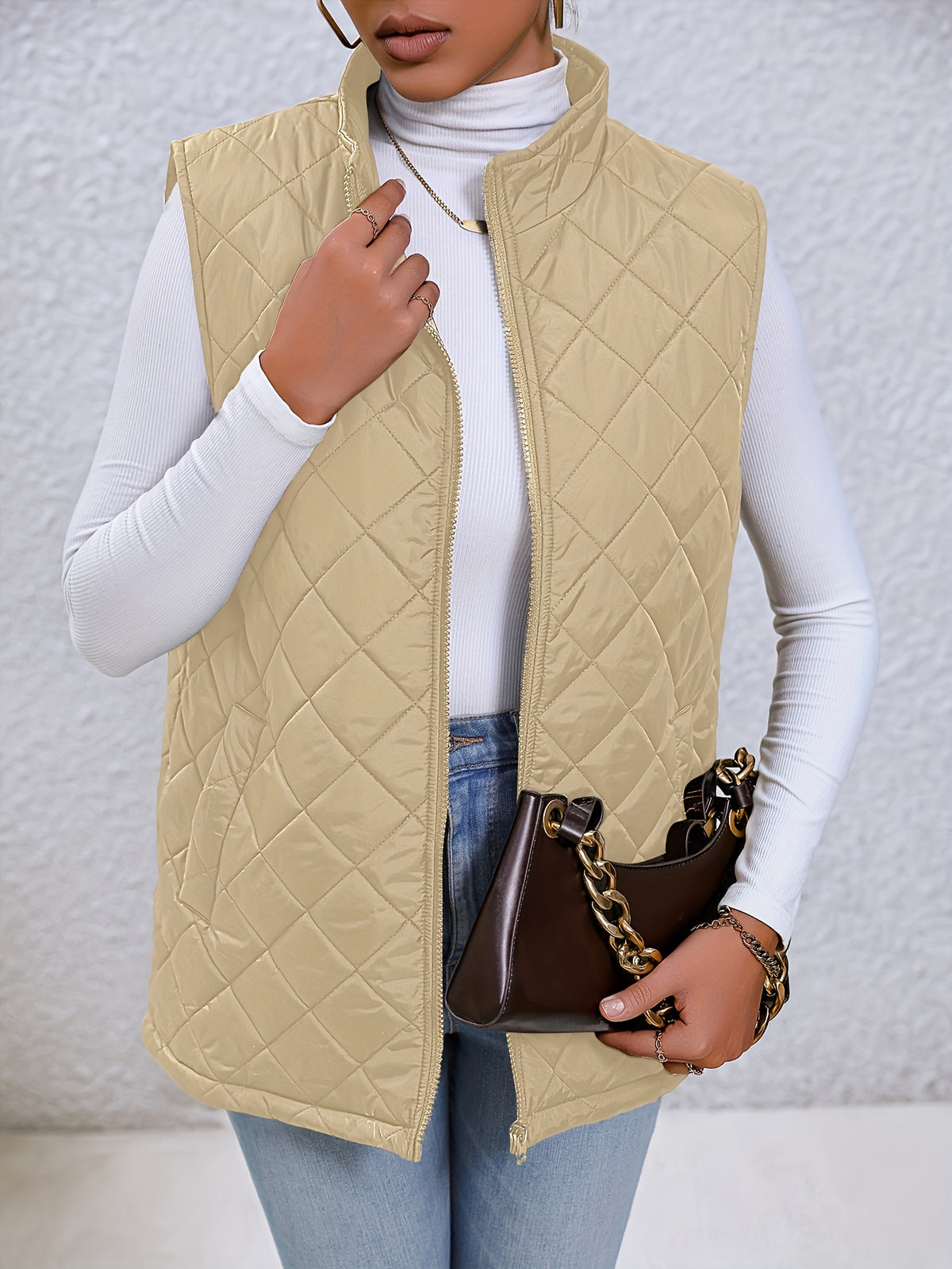 Gilet Femme Sans Manches Matelassé Col Montant