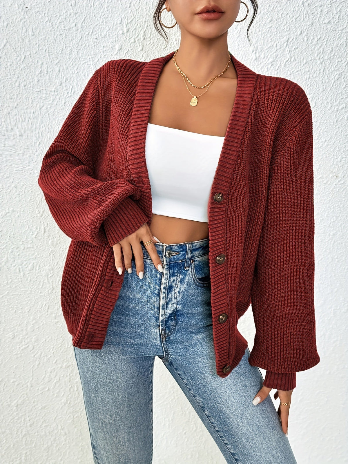 Elise | Gilet Col V Boutonné Femme