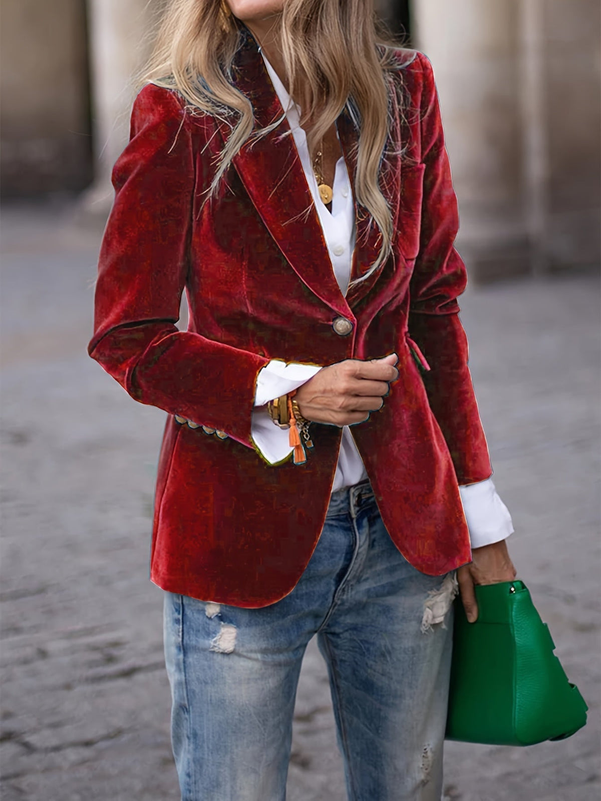 BLAZER CINTRÉ BOUTONS DORÉS POUR FEMME