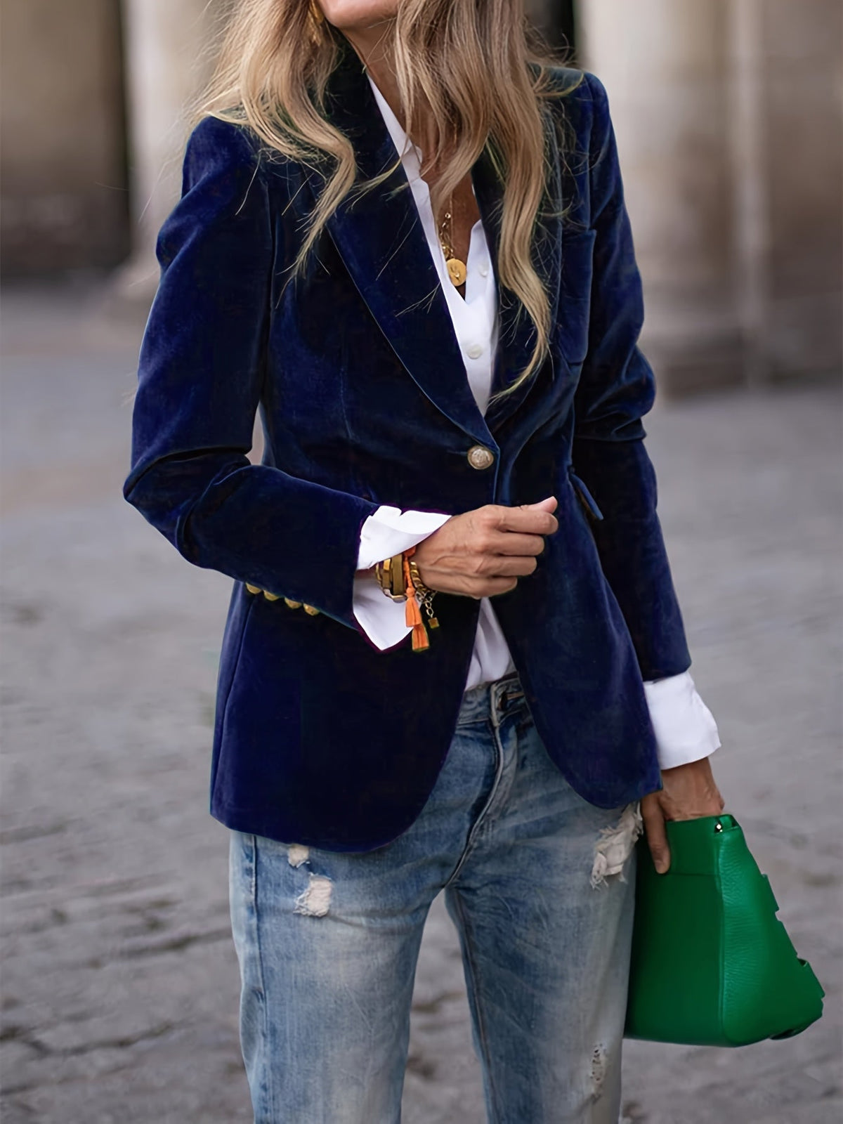 BLAZER CINTRÉ BOUTONS DORÉS POUR FEMME