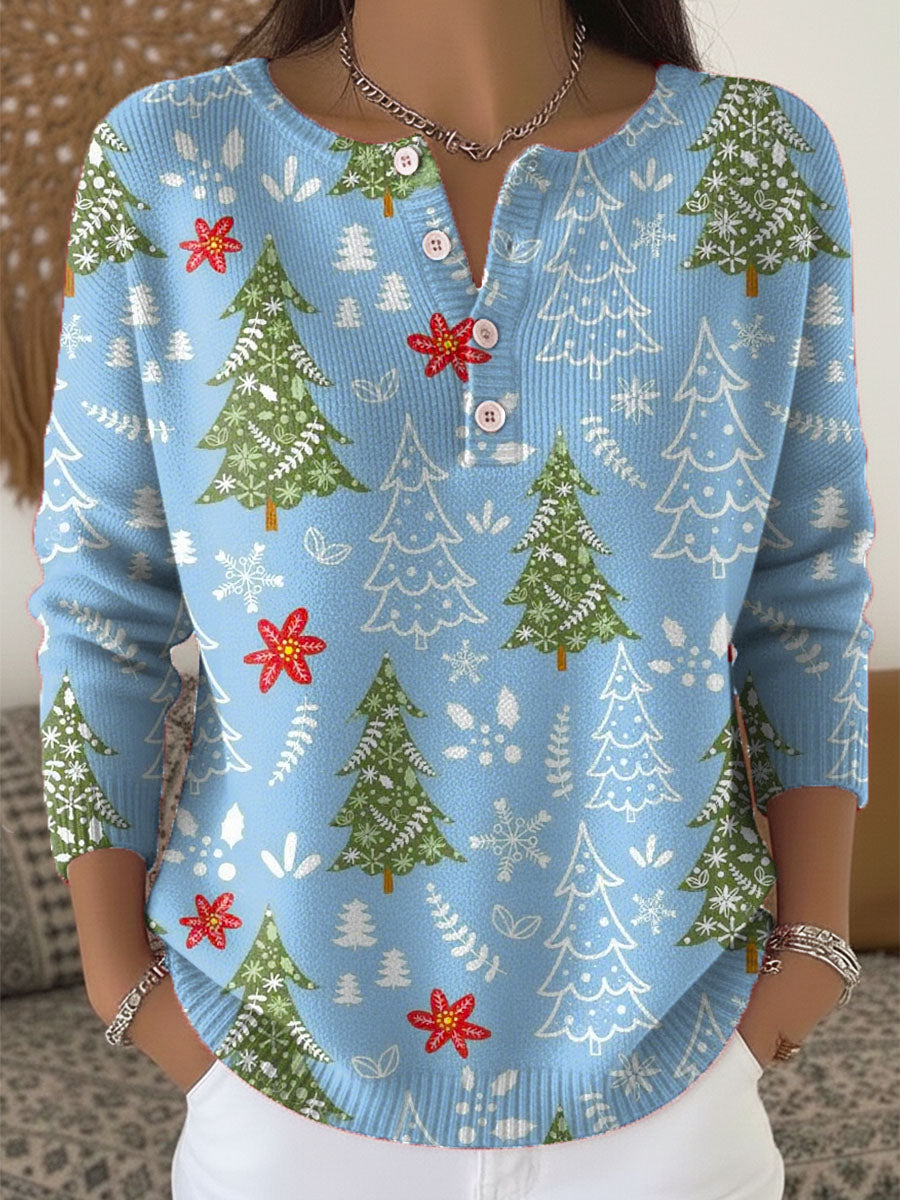PULL DE NOËL COL BOUTONNÉ POUR FEMME