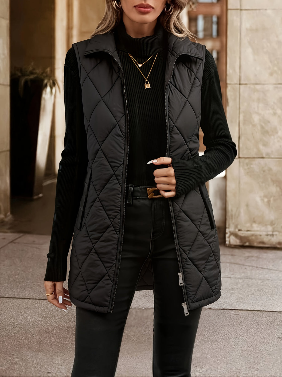 Gilet Femme Sans Manches Matelassé Zip