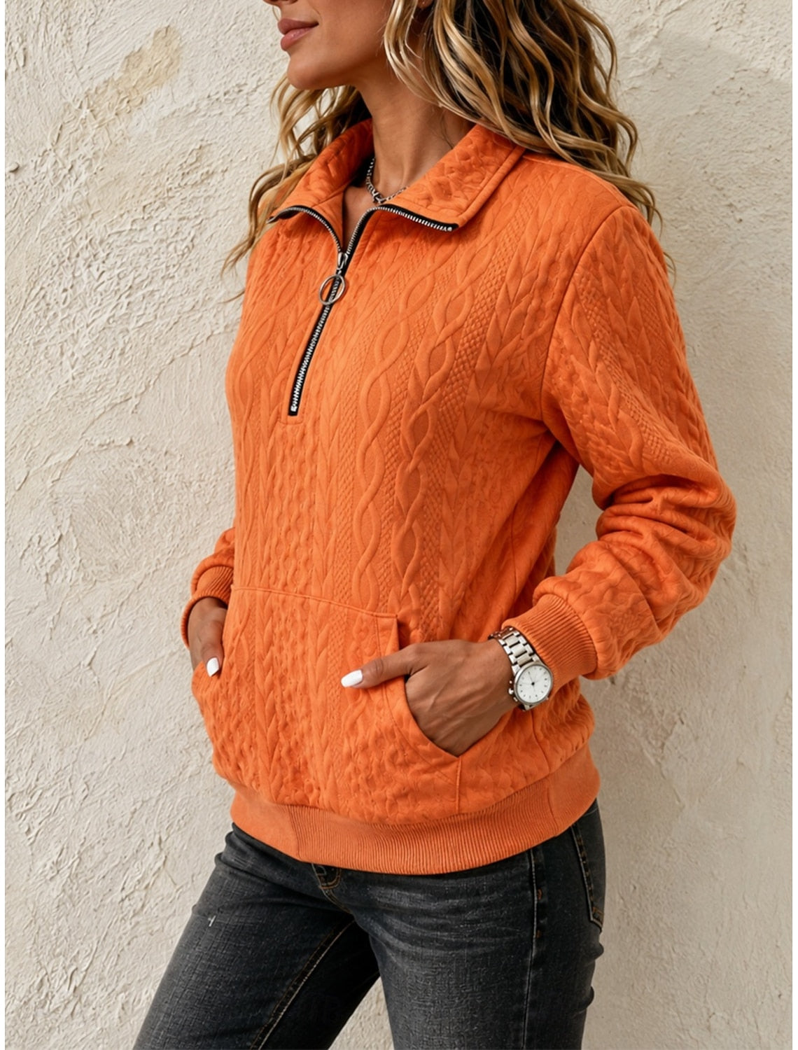 GILET POUR FEMME ZIPPÉ MAILLE CÂBLÉE