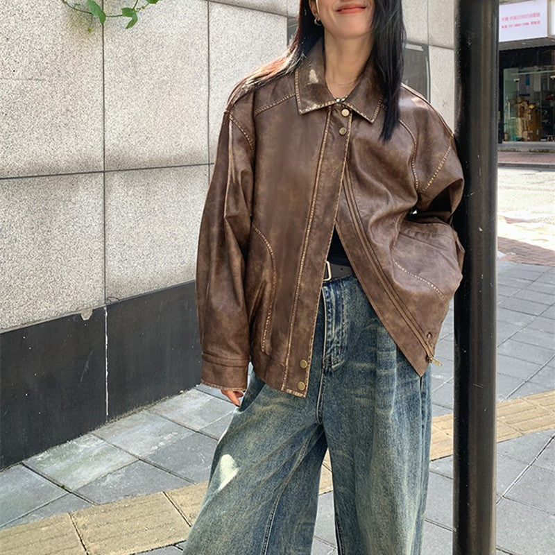 VESTES EN CUIR OVERSIZE VINTAGE FEMME