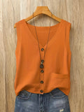 GILET FEMME SANS MANCHE BOUTONNÉ POCHE