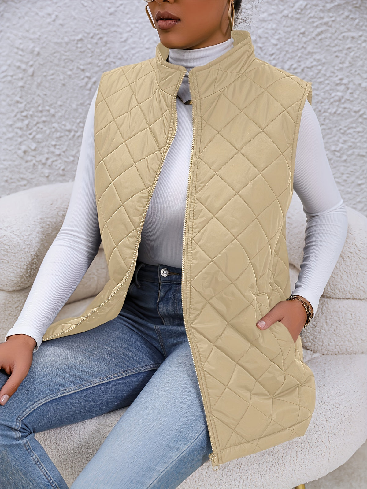 Gilet Femme Sans Manches Matelassé Col Montant