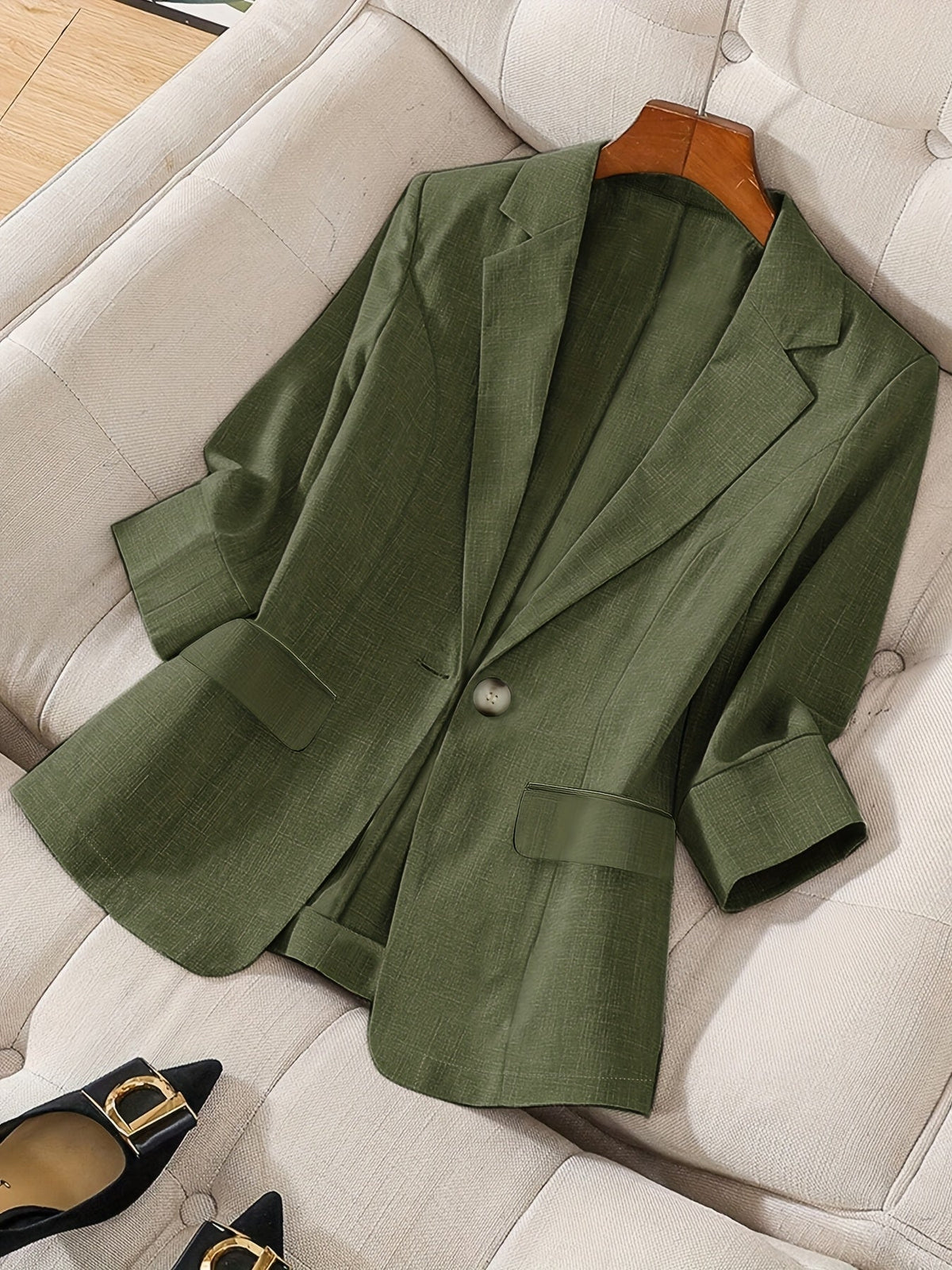 BLAZER CINTRÉ COL CRANTÉ POUR FEMME