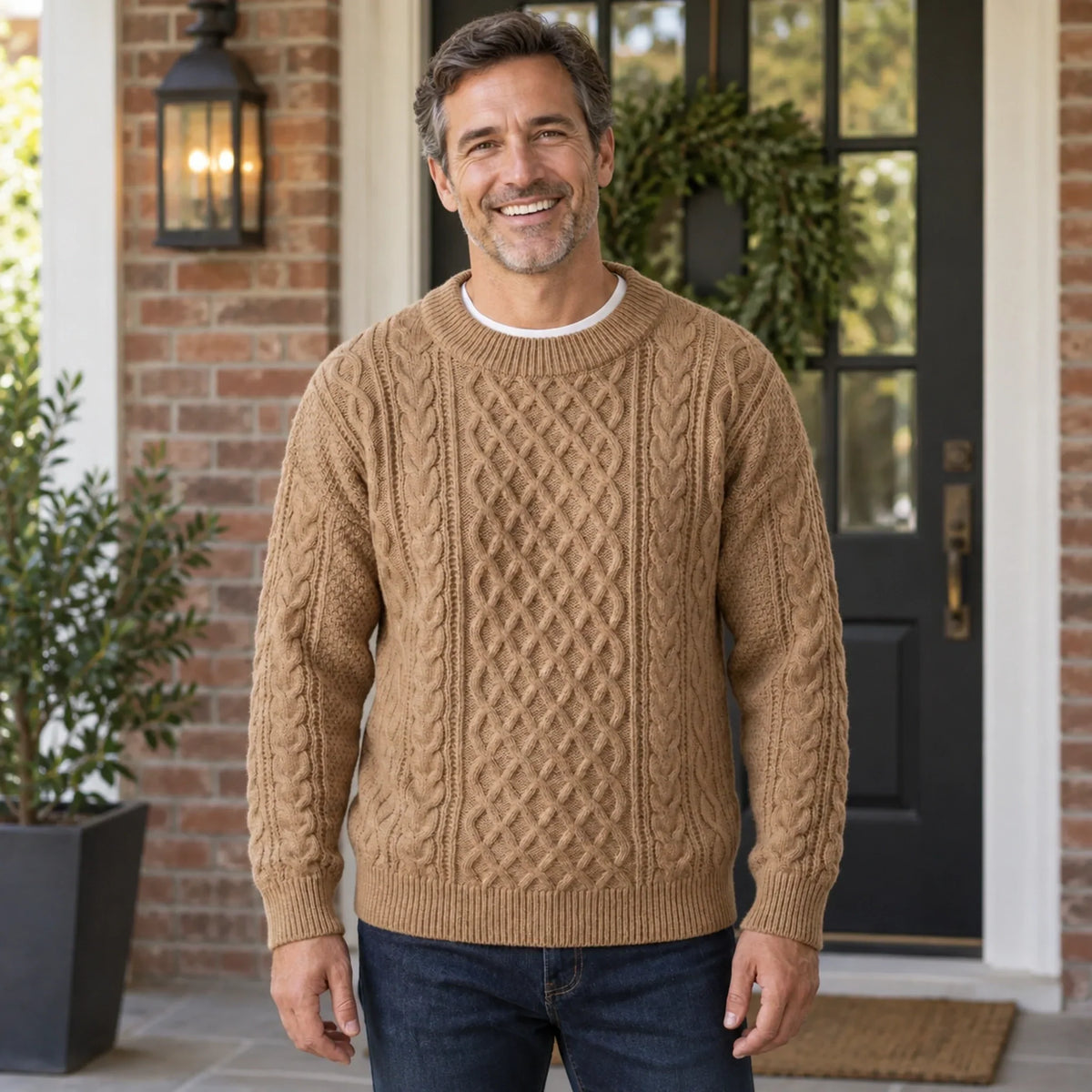 PULL TORSADÉ COL ROND POUR HOMME