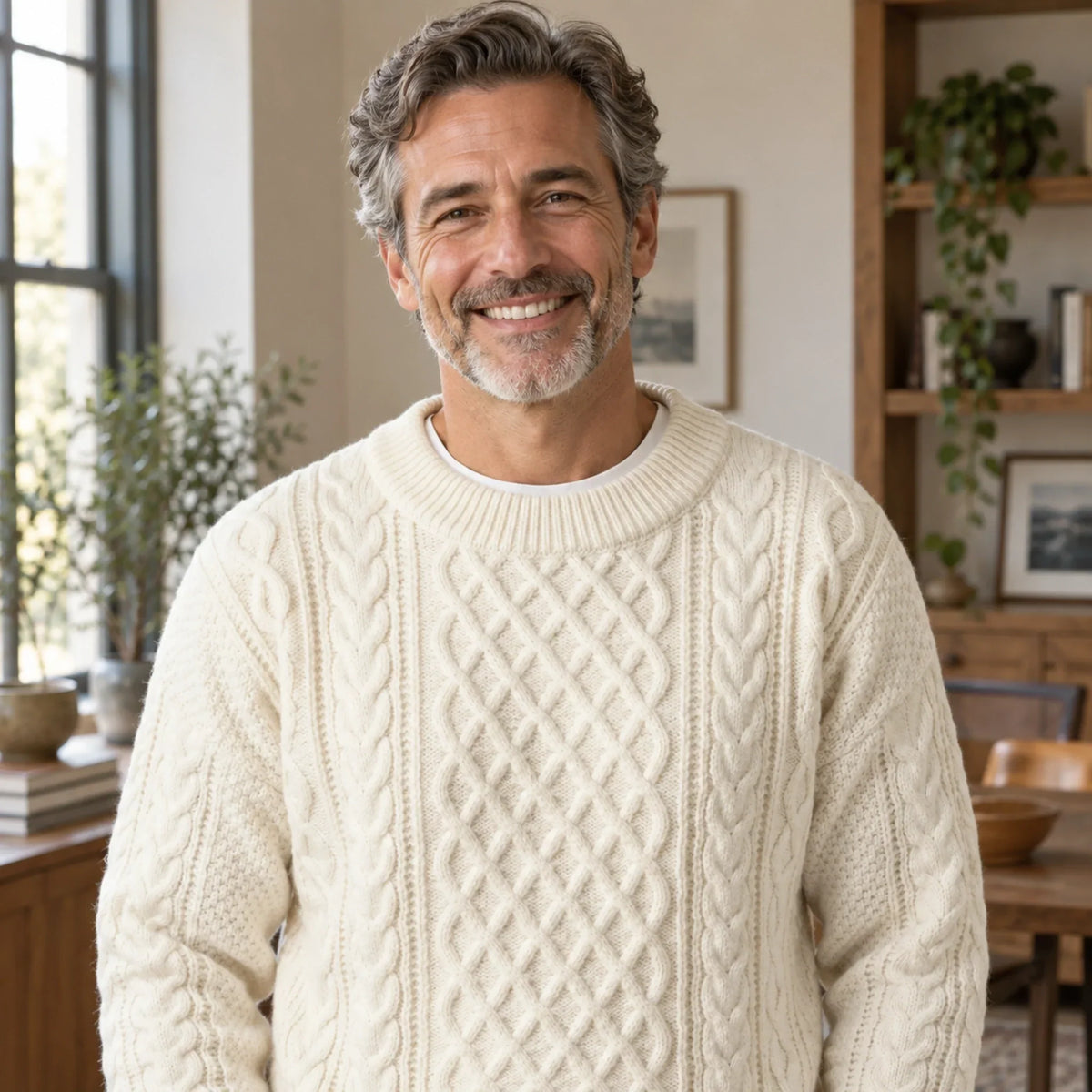 PULL TORSADÉ COL ROND POUR HOMME