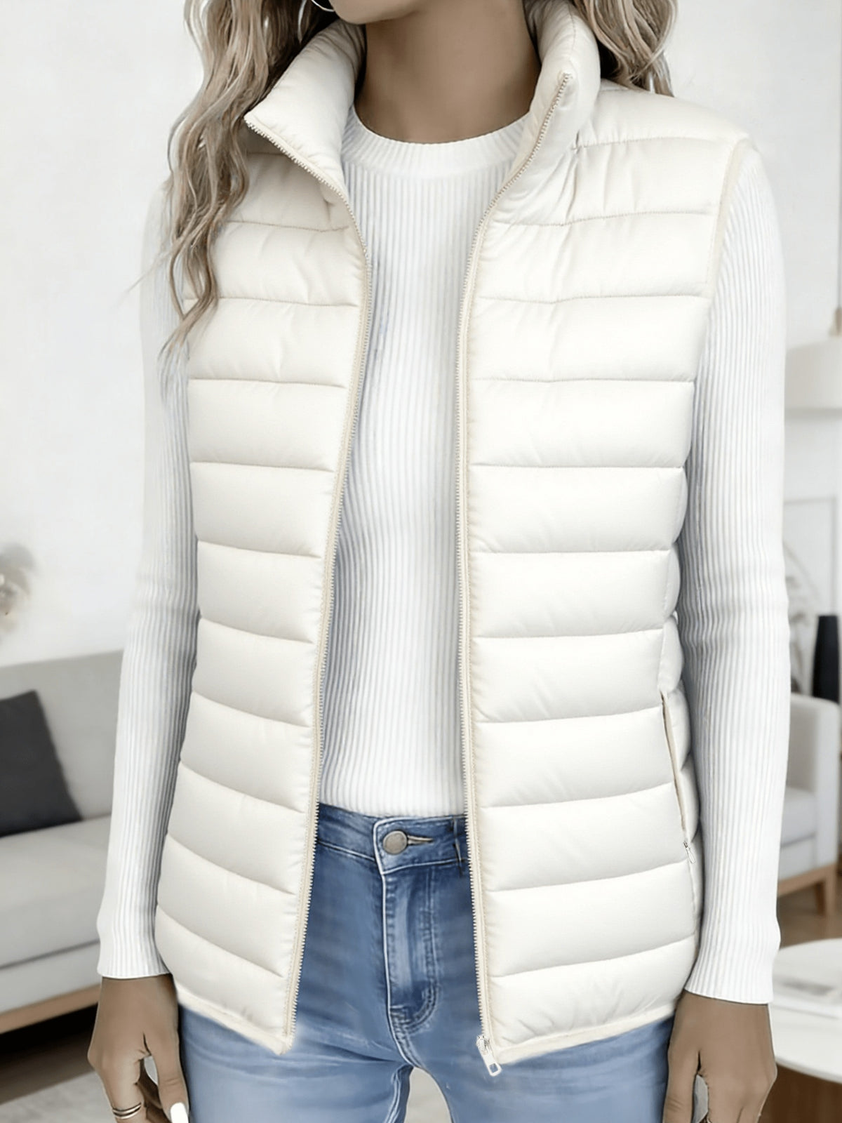Gilet Femme Sans Manches Matelassé Col Montant