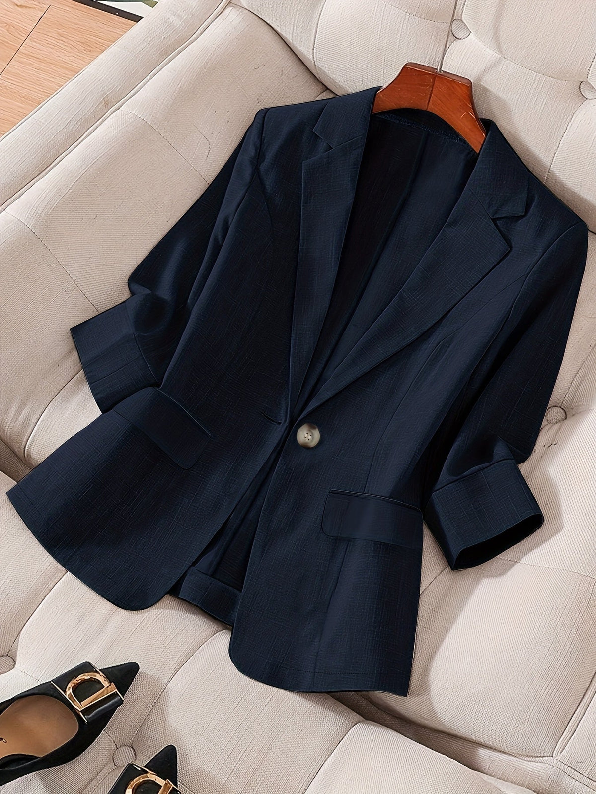 BLAZER CINTRÉ COL CRANTÉ POUR FEMME