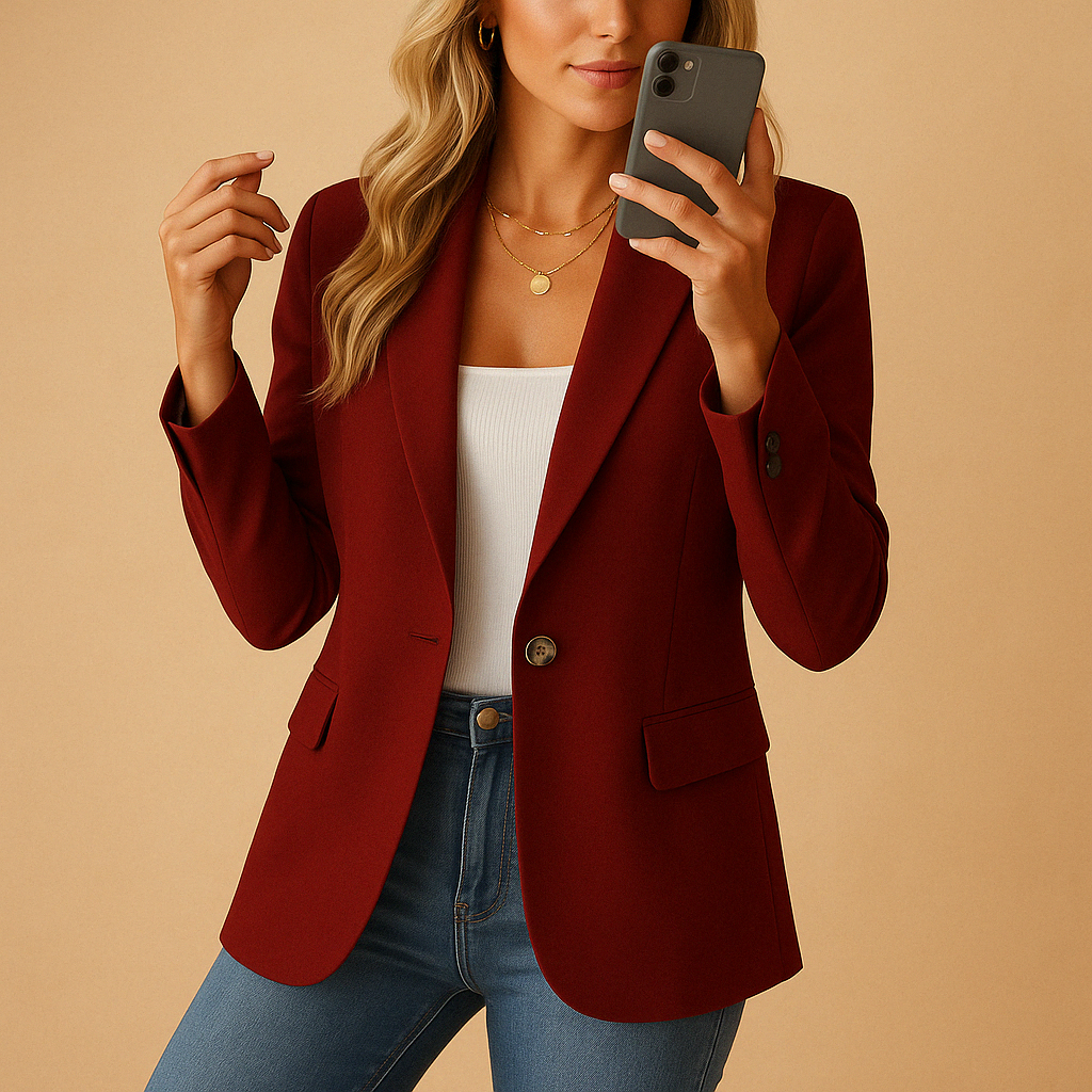 BLAZER CINTRÉ REVERS CLASSIQUE POUR FEMME