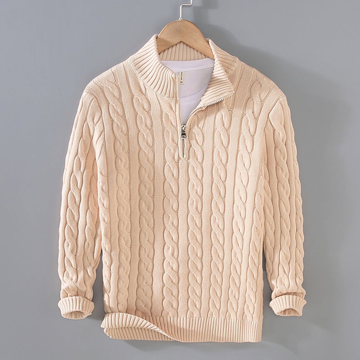 PULL DEMI ZIP TORSADÉ POUR HOMME
