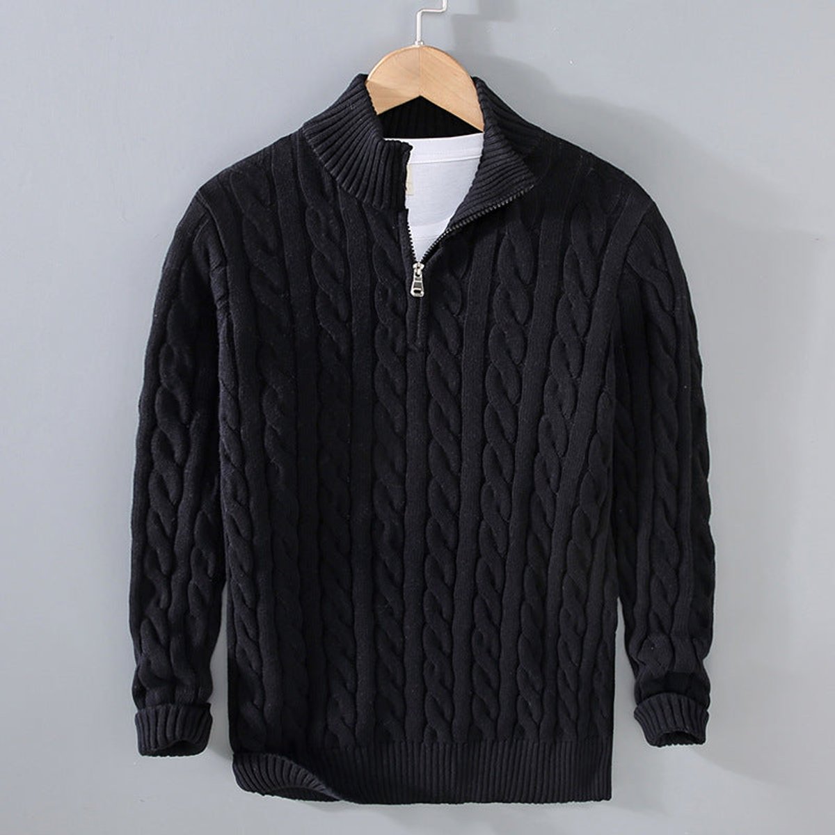 PULL DEMI ZIP TORSADÉ POUR HOMME