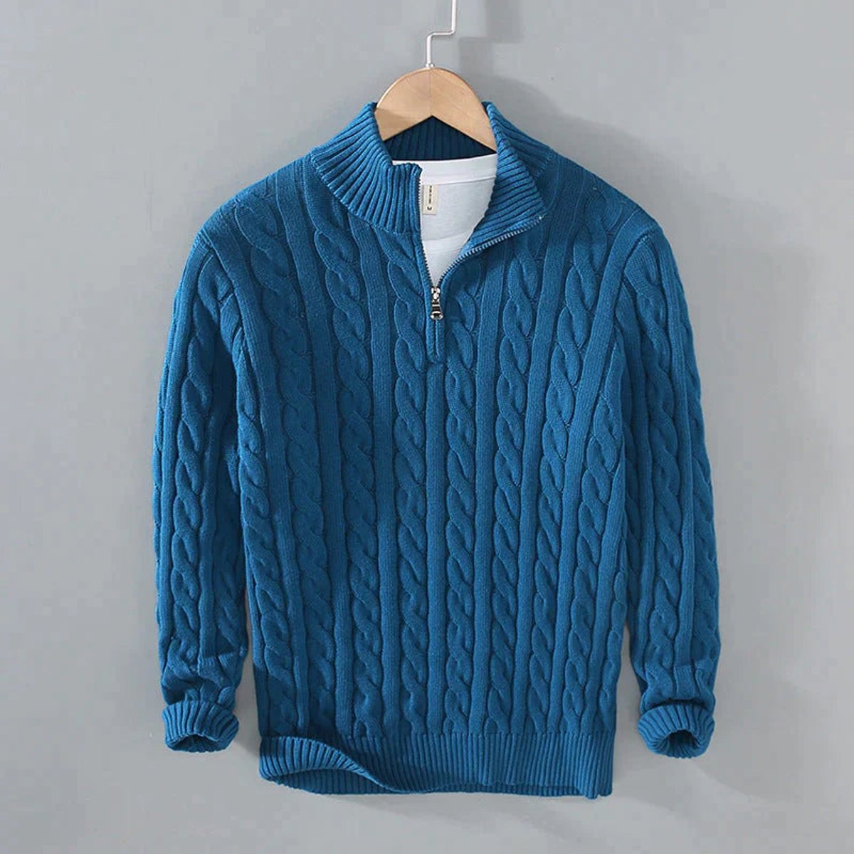 PULL DEMI ZIP TORSADÉ POUR HOMME