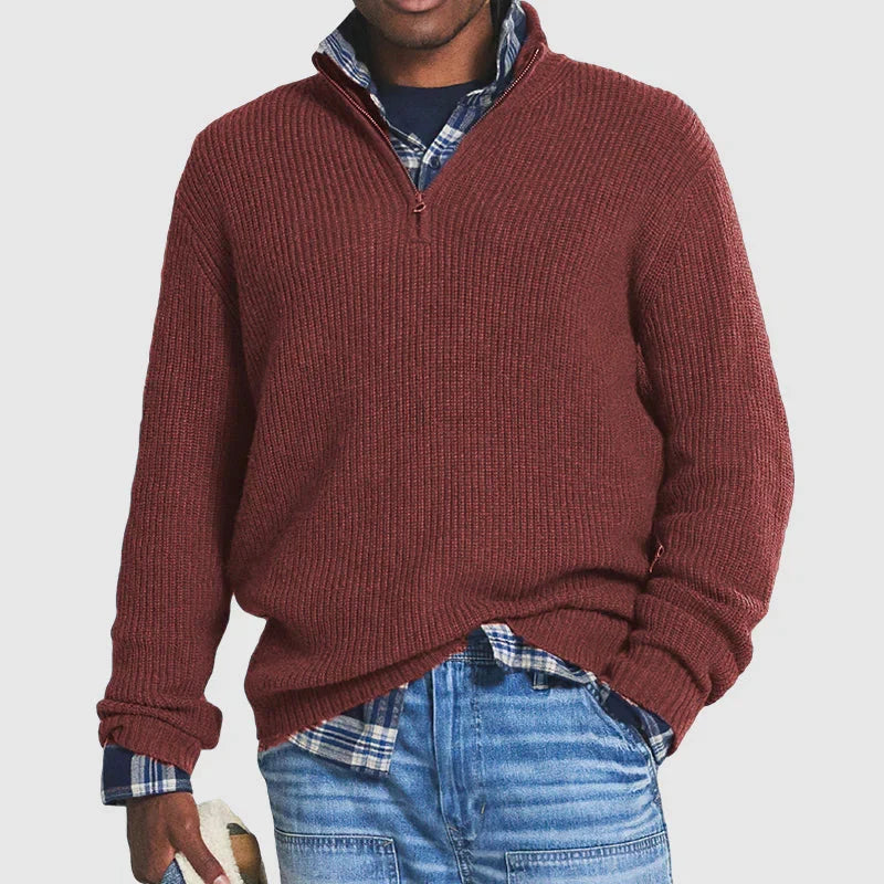 PULL COL MONTANT DEMI-ZIP POUR HOMME