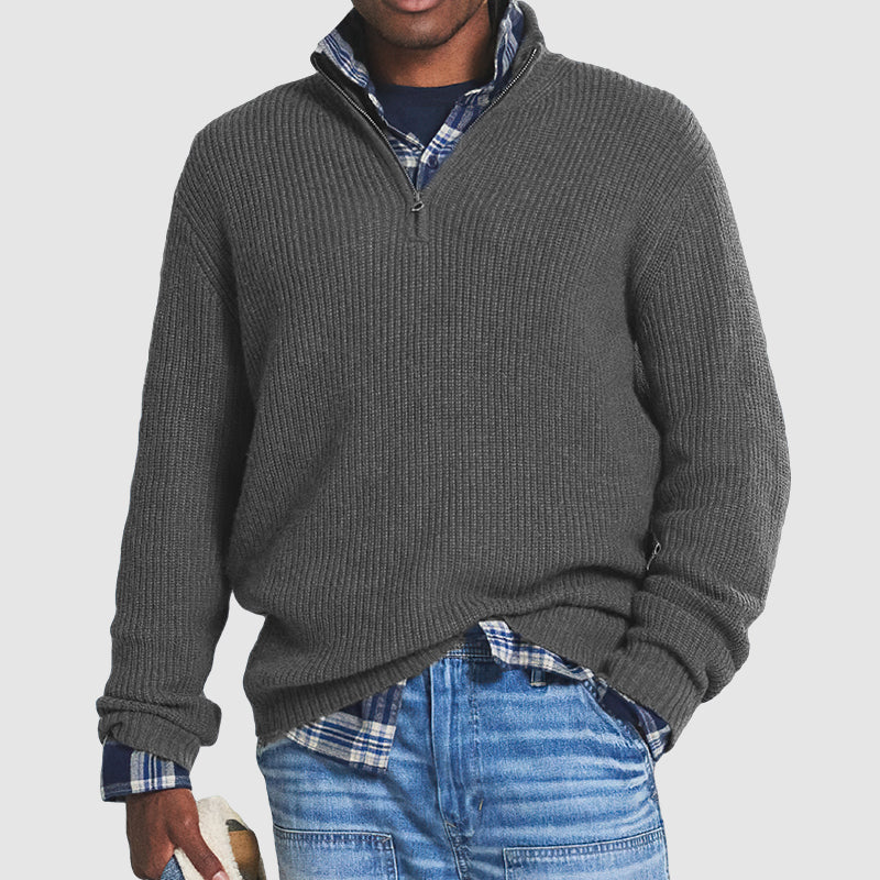 PULL COL MONTANT DEMI-ZIP POUR HOMME