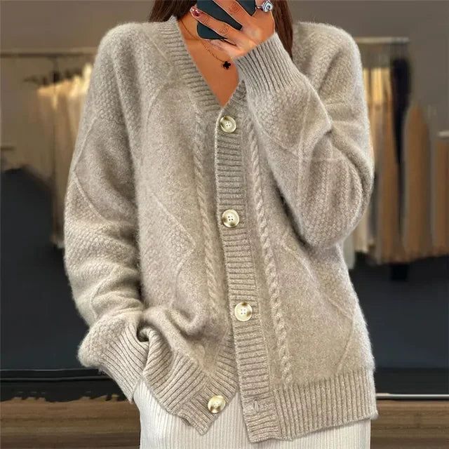 Aurora | Gilet Boutonné Ample en Maille pour Femme