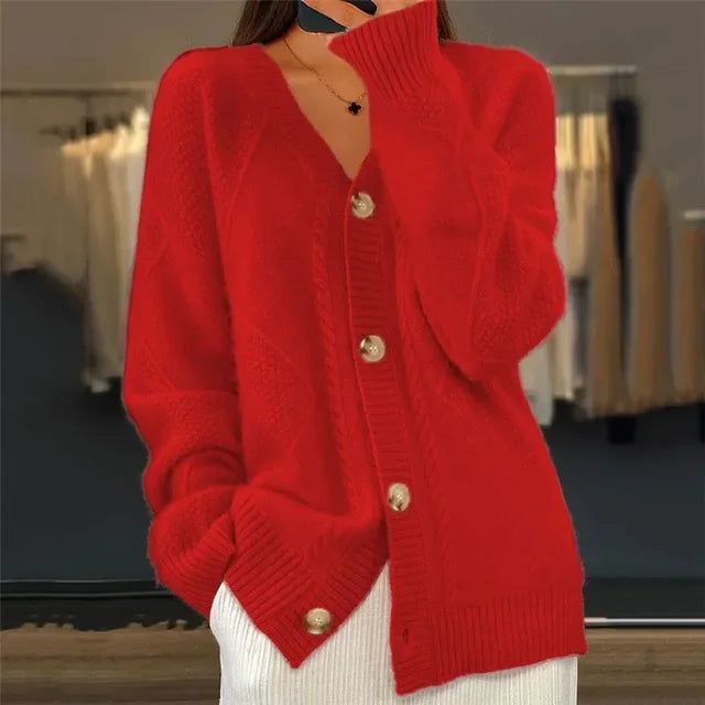 Aurora | Gilet Boutonné Ample en Maille pour Femme