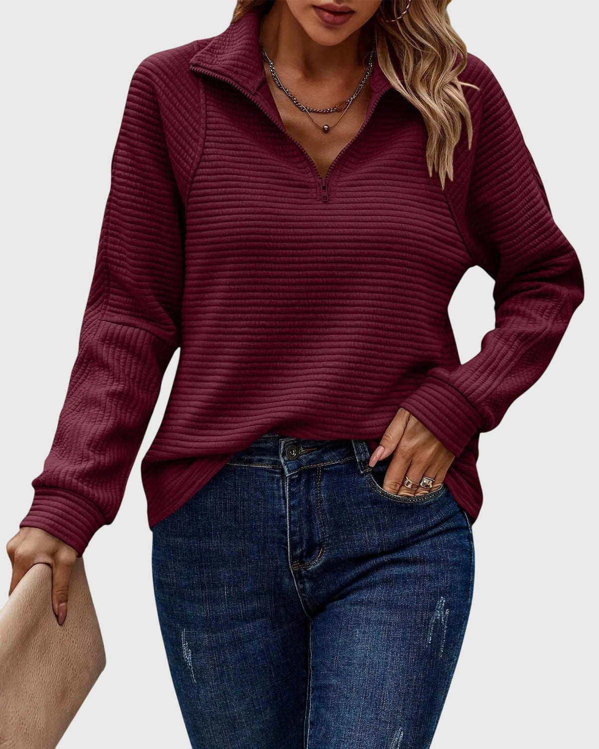 PULL COL MONTANT ZIPPÉ POUR FEMME