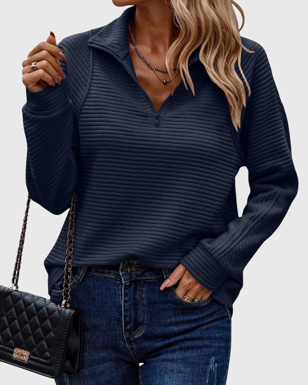 PULL COL MONTANT ZIPPÉ POUR FEMME