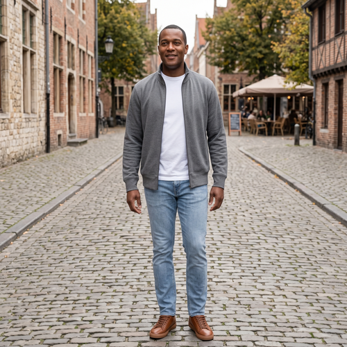 Julien | Veste Homme Zippée Mi-Saison Col Cranté