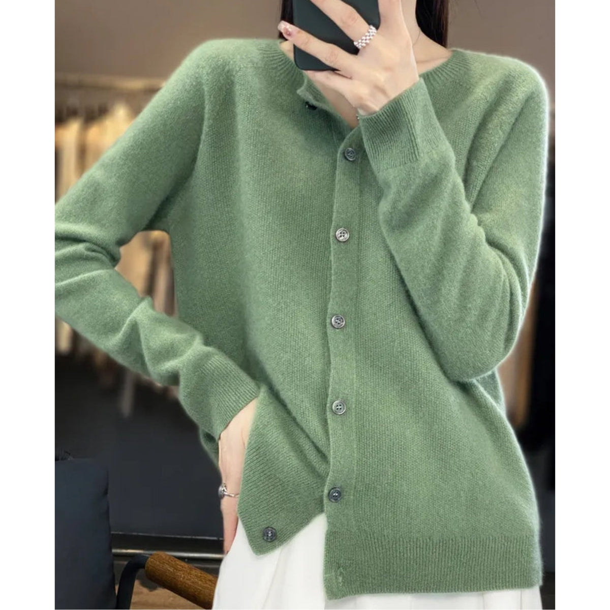 Gilet pour Femme Boutonné à Manches Longues