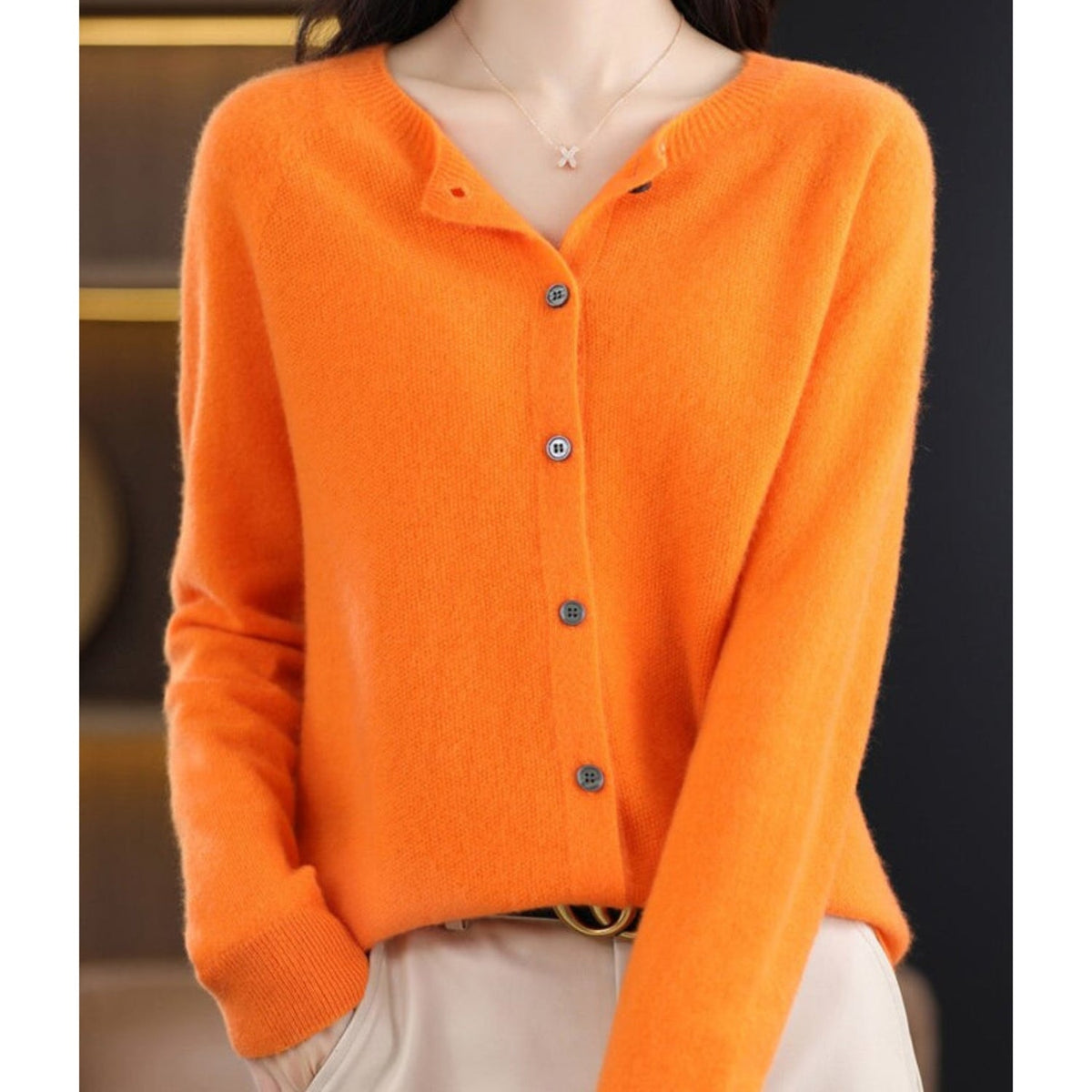 Gilet pour Femme Boutonné à Manches Longues