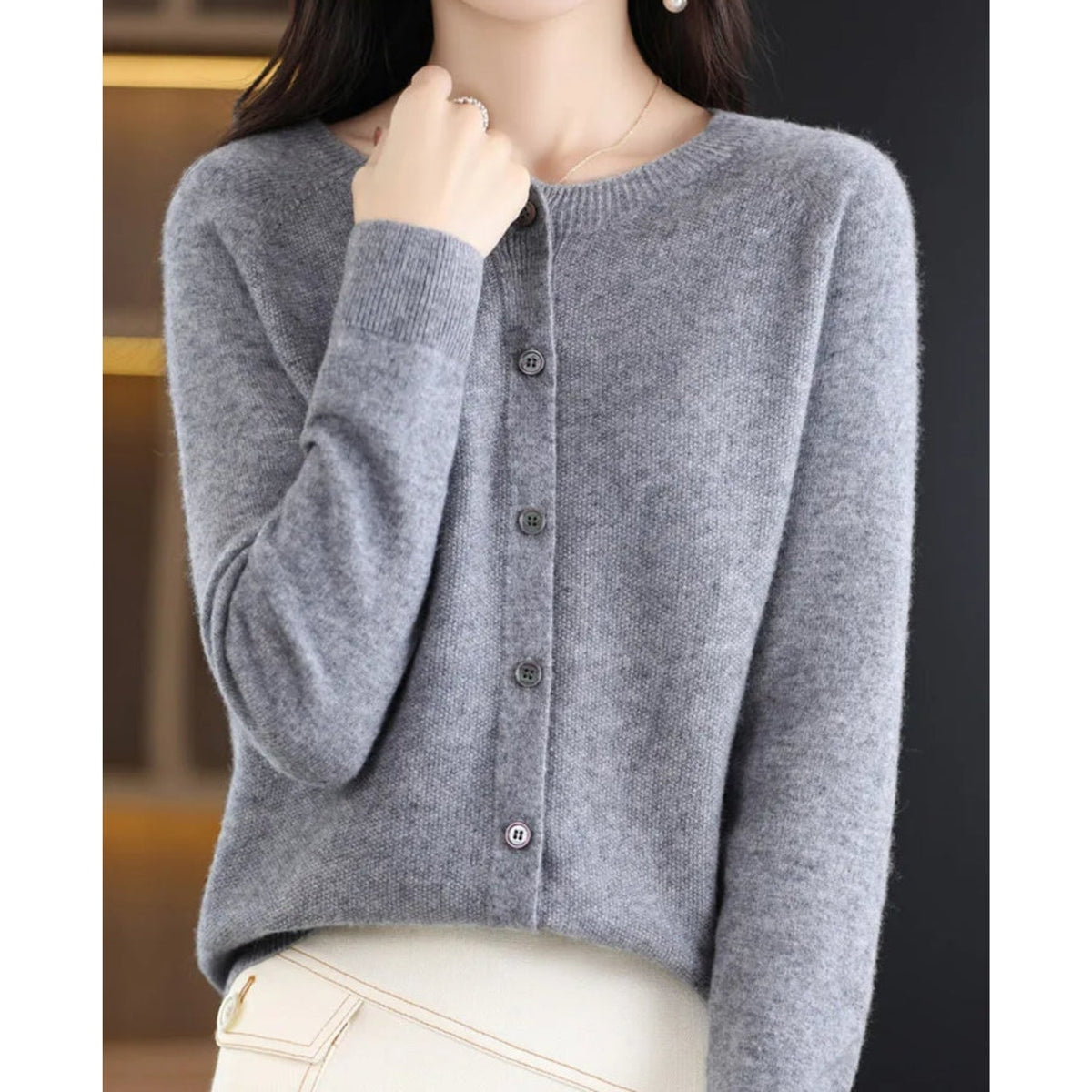 Gilet pour Femme Boutonné à Manches Longues