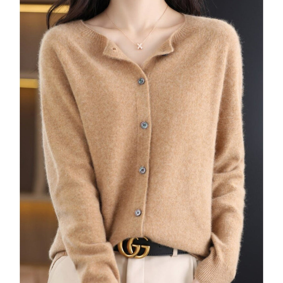 Gilet pour Femme Boutonné à Manches Longues
