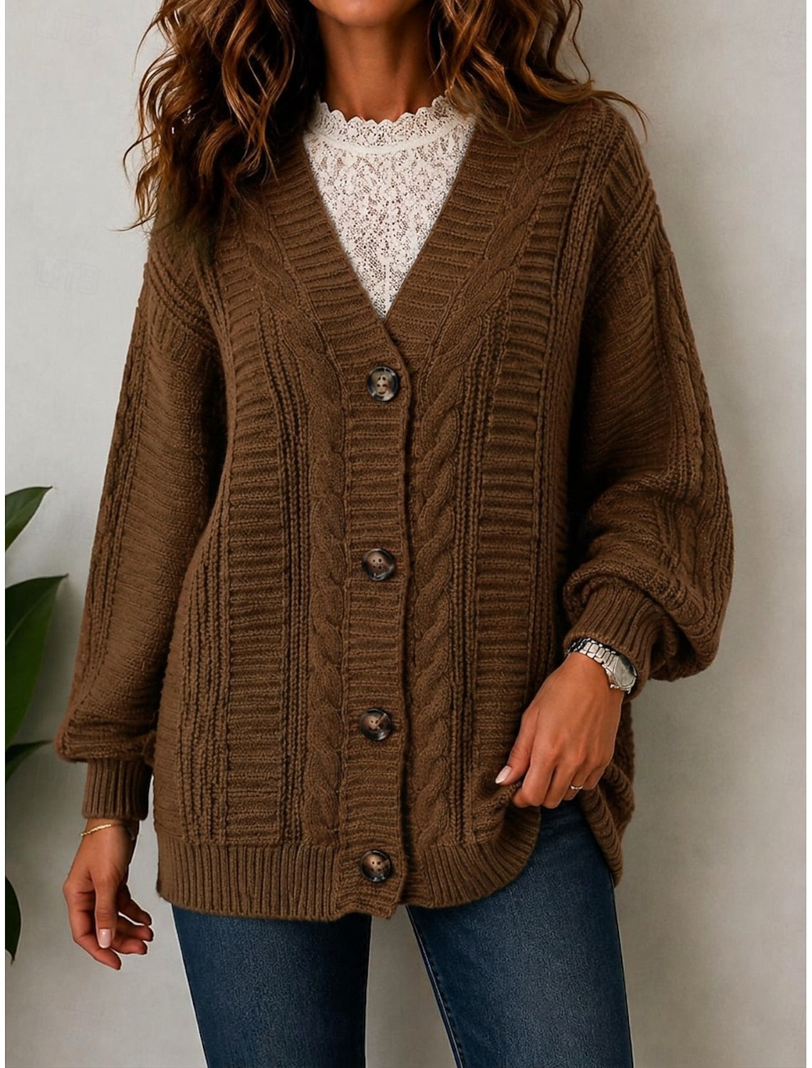 GILET POUR FEMME EN MAILLE TORSADÉE OVERSIZE