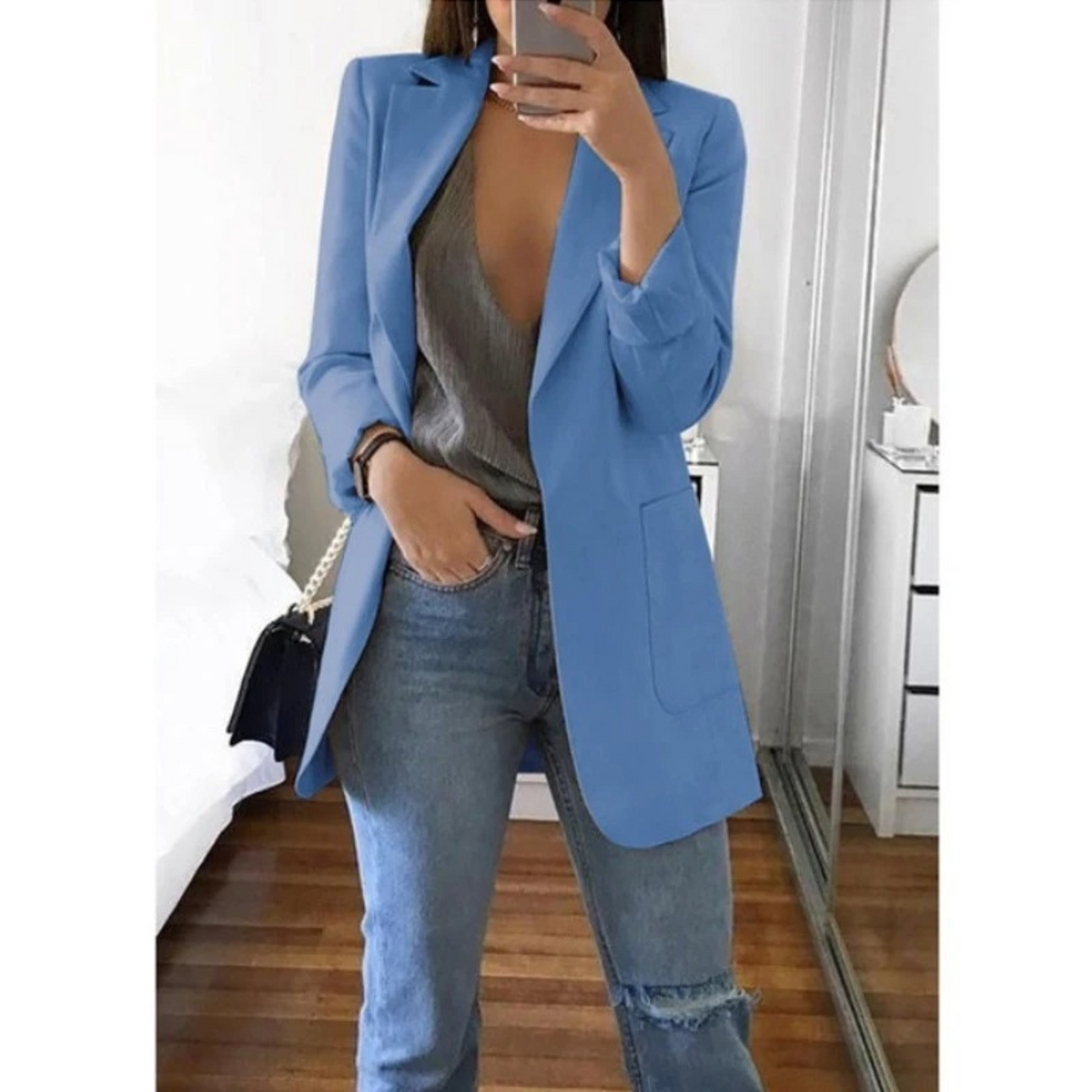 BLAZER LONG BOUTONNÉ POUR FEMME