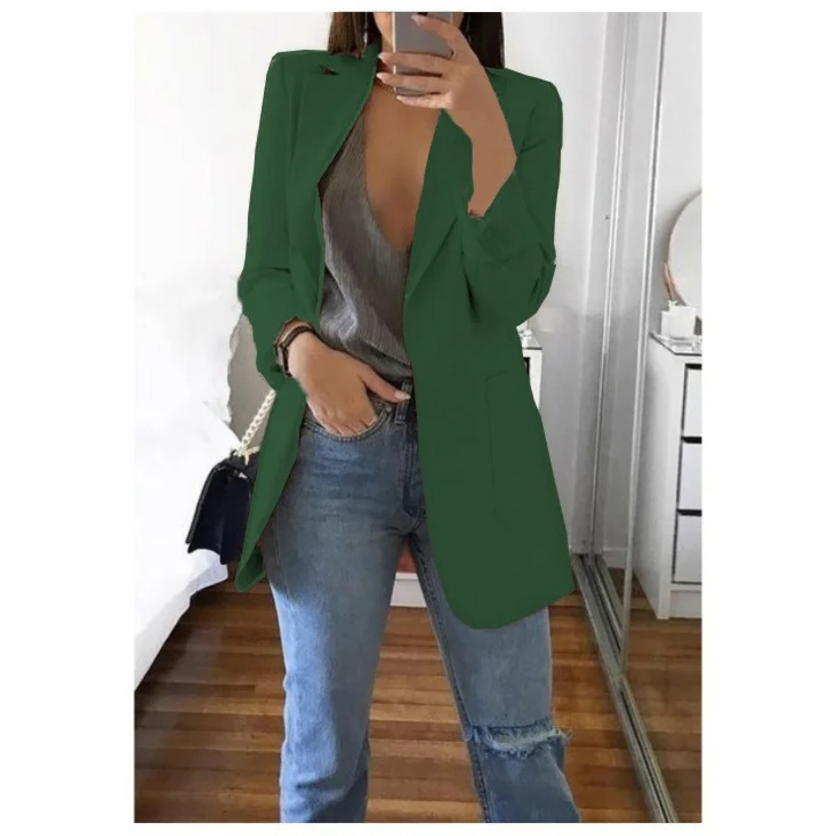 BLAZER LONG BOUTONNÉ POUR FEMME