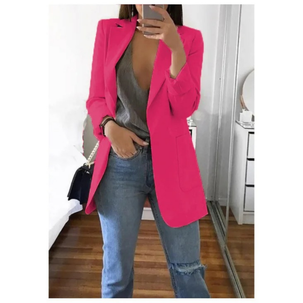 BLAZER LONG BOUTONNÉ POUR FEMME