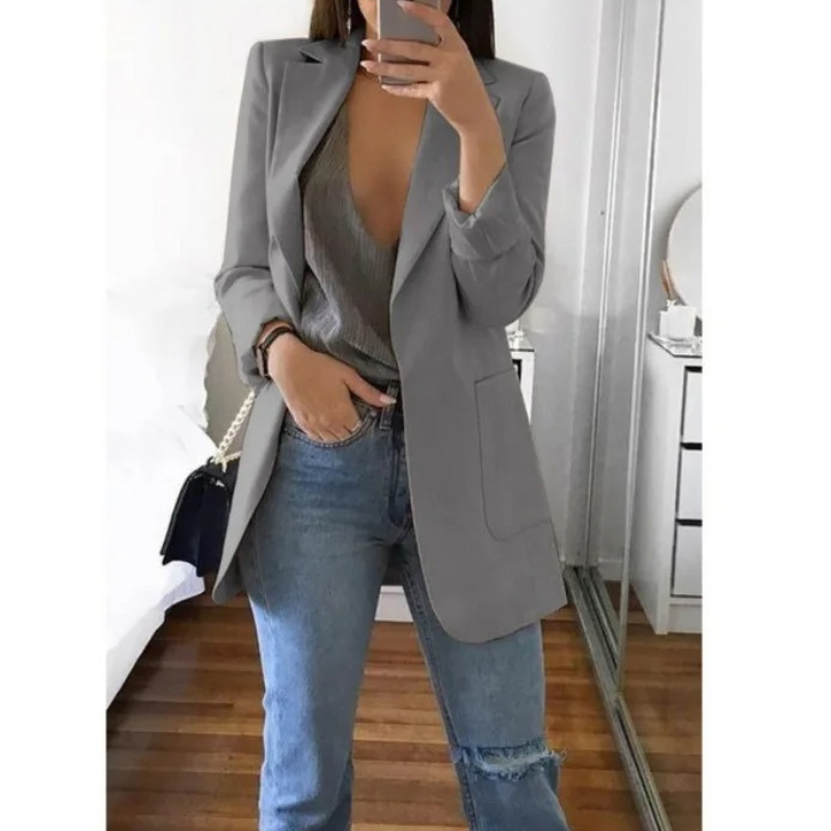 BLAZER LONG BOUTONNÉ POUR FEMME