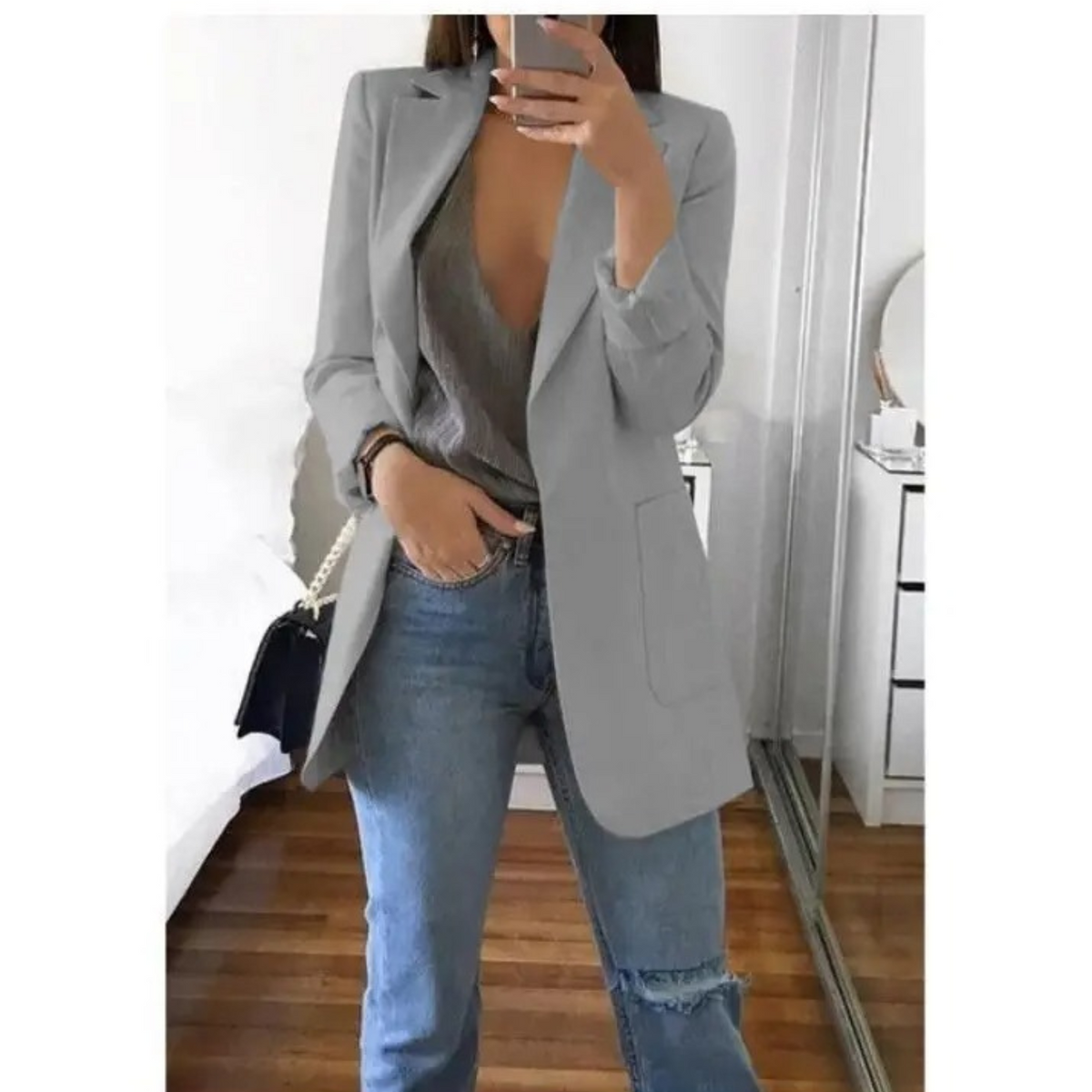 BLAZER LONG BOUTONNÉ POUR FEMME