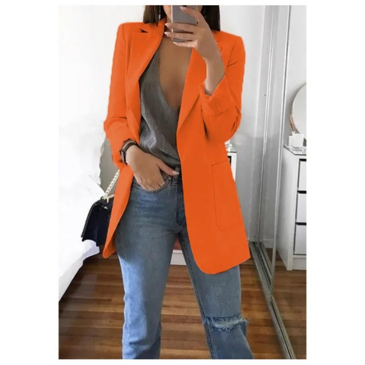 BLAZER LONG BOUTONNÉ POUR FEMME