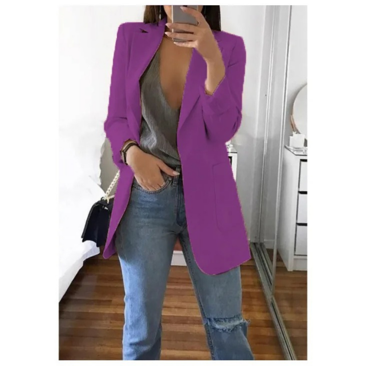 BLAZER LONG BOUTONNÉ POUR FEMME