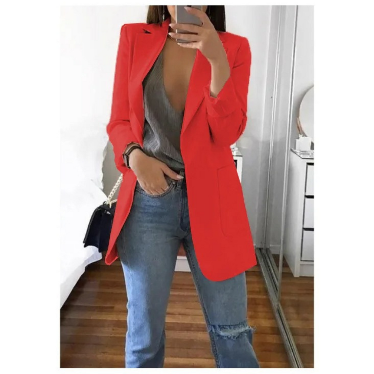 BLAZER LONG BOUTONNÉ POUR FEMME