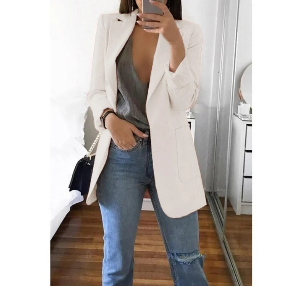BLAZER LONG BOUTONNÉ POUR FEMME