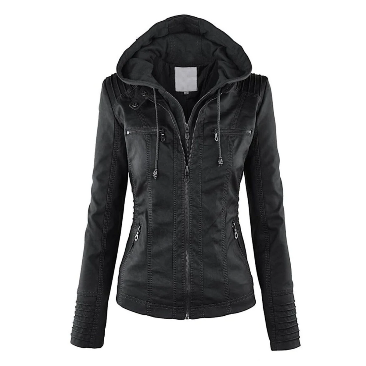 VESTES EN CUIR À CAPUCHE POUR FEMME